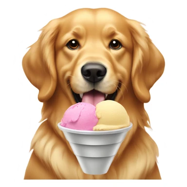 Golden retriever eating ice cream  sticker