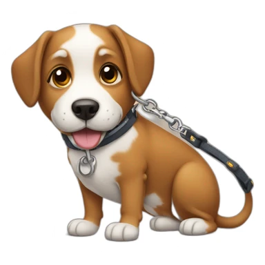 dog with leash sticker
