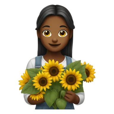 Girl holding sunflowers  sticker