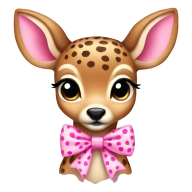 baby deer with pink cheetah print bow sticker