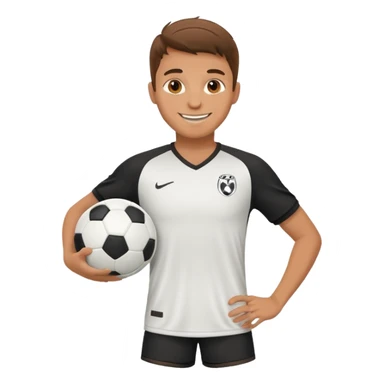 a guy with soccer equipment and a soccer ball ready for a pickup game sticker