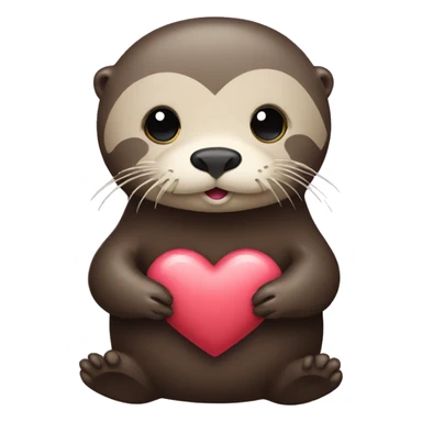 Sea otter holding a heart sticker