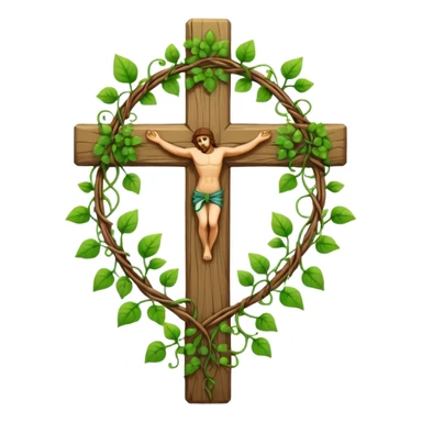 cross with vines wrapped around line art sticker