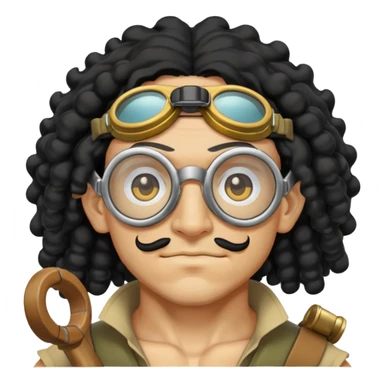 Usopp with long nose, goggles, curly black hair, slingshot sticker