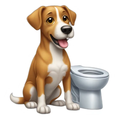 Un chien qui fait caca dans des toilettes sticker
