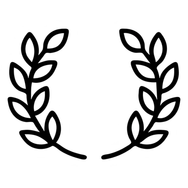 laurel wreath on each side, stylized, bold shapes, contemporary design sticker