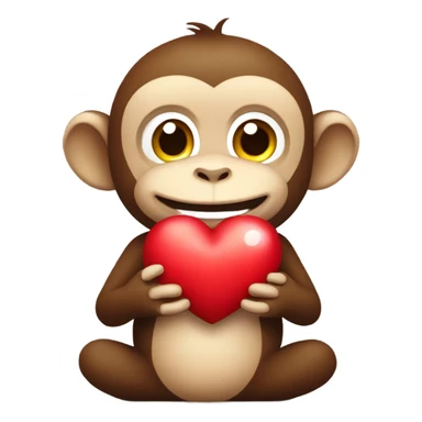 Happy monkey with a heart sticker