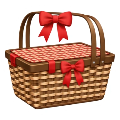 Black Picnic basket with red bow sticker