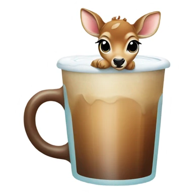 Baby deer drinking iced coffee sticker