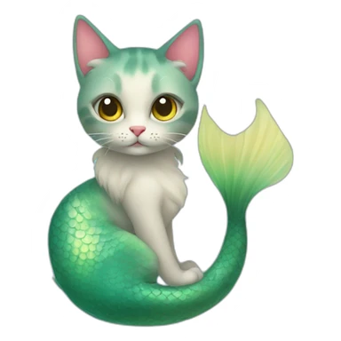 Mermaid cat ange sticker