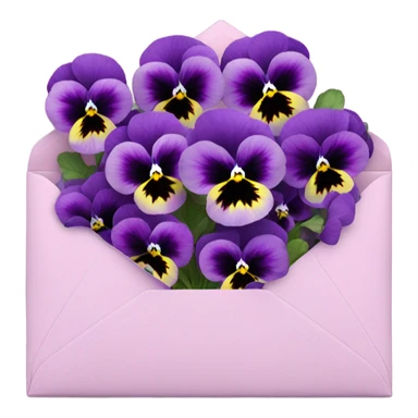Deep aesthetic violet colour pansies placed in pink a aesthetic envelope  sticker