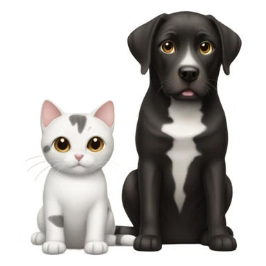black and white cat with brown Labrador dog  sticker