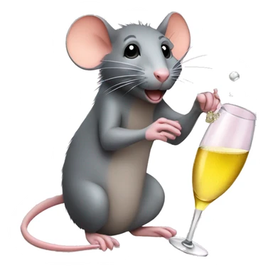 Rat drinking champagne  sticker