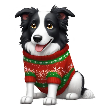 Border Collie wearing christmas Sweater  sticker