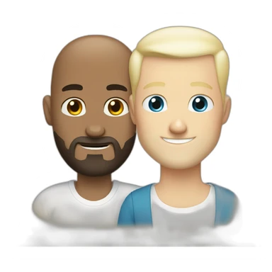 Tall Hungarian 50s blond blue eyes bald bearded man hugs African bald  bearded 50s man sticker