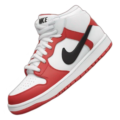 Chaussure Nike rouge et blanche avec le logo en noir sticker