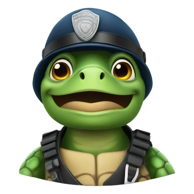 turtle-policeman with  sticker