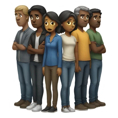 Group of sad people  standing sticker
