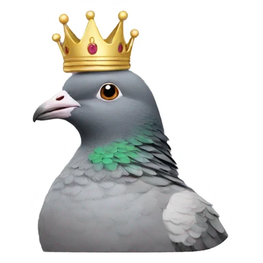 Pigeon wearing a crown and a crown sticker