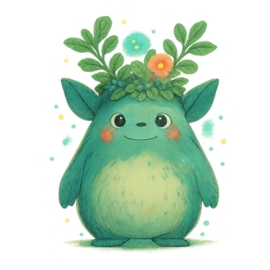 a whimsical forest spirit, ghibli style, detailed, vibrant, magical atmosphere sticker