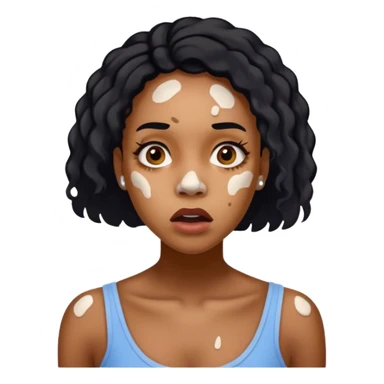 Emoji of a very shocked black female with vitiligo (alot of vitiligo patches) sticker