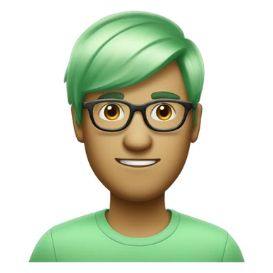 light pastel green person with green slick backed hair and glasses with a marking on his noc sticker