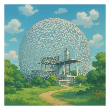 Montreal’s Biosphere dome, ghibli style sticker