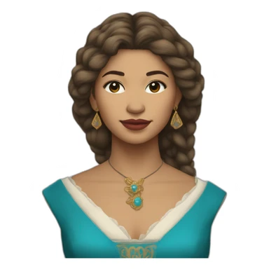 Zendaya as a woman from 15th century, cyan gown sticker