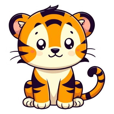 cute tiger crying with tears, sad face sticker