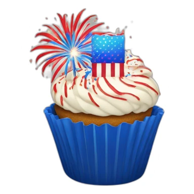 Happy Fourth of July cupcake with fireworks sticker