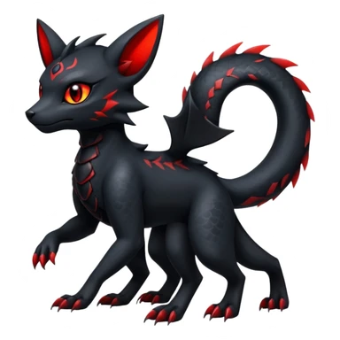 Shiny Dark Cute Majestic Sophisticated Modern Gothic Gloomy Futuristic Scaly Cyber-Salandit-Umbreon-Litten-Hybrid (Full body) sticker