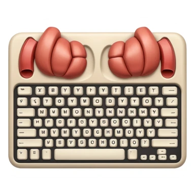 Computer keyboard missing keys, one spot replaced with exposed muscle. sticker