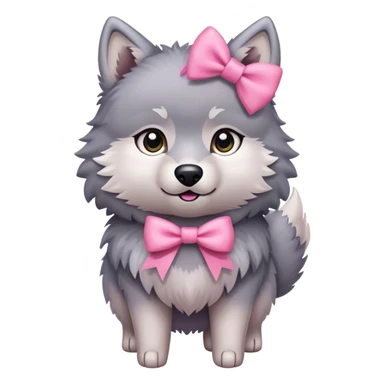 wolf with pink bow sticker