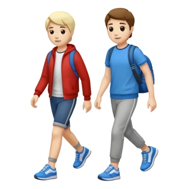 two friends walking, wearing casual clothing and trainers sticker
