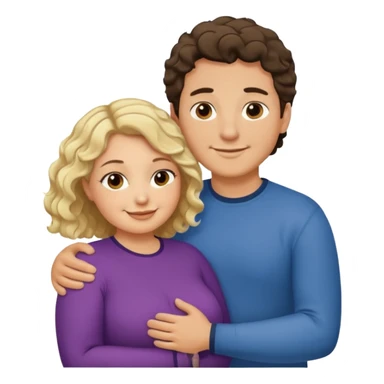 flirty couple hugging. The man short dark brown hair. The woman is chubby and has shoulder-length blond curls sticker
