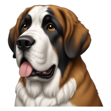 Saint Bernard dog with a dark head and a white stripe on the nose sticker