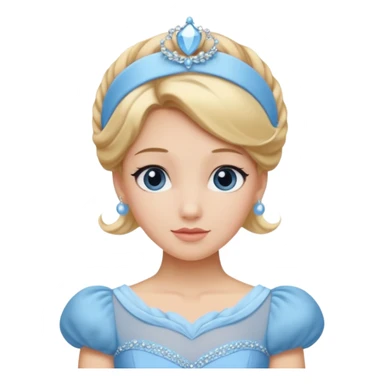cendrillon on voit juste le buste elle est blonde avec les cheveux releve et un serre tete bleu ciel et elle porte une robe de soirée bleu ciel sticker