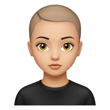 HAZEL EYES and BLACK BUZZ CUT LIGHT SKIN ROUND FACE GIRL sticker