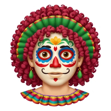 painted face mexican theme, curly hair, male, white sticker