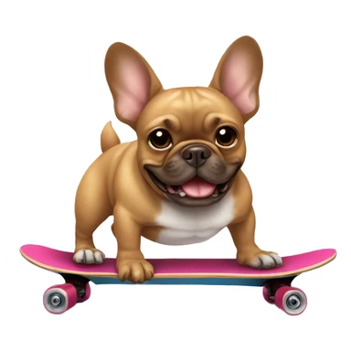 brown french bulldog on a skateboard sticker
