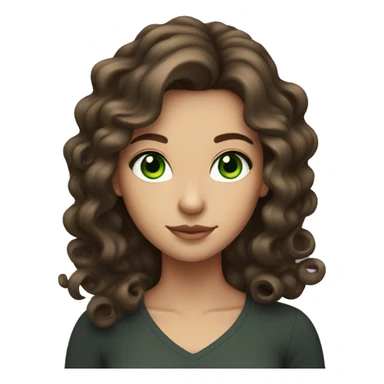 Brunette girl with curled hair and green eyes sticker
