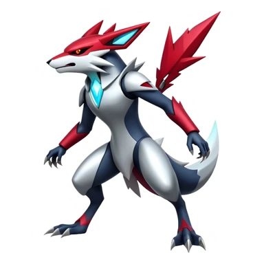 Modern Cyber Zangoose-Zoroark-Fakémon-creature, full body sticker