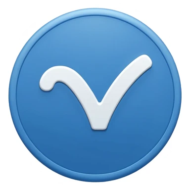 A white right ✔tick symbol on blue circle similar to verified badge sticker