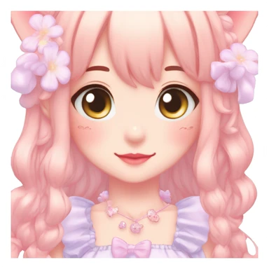 Shiny Blushing Cute Kawaii Beautiful Pastel Lolita Anime Catgirl Trending Style Cottagecore Pastelcore  sticker