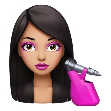 Glamours, medium tan skin tone, very beautiful girl, with big pump pink lips, long long lashes, black straight smooth silky long hair, straight parting hair, brown eyes sticker