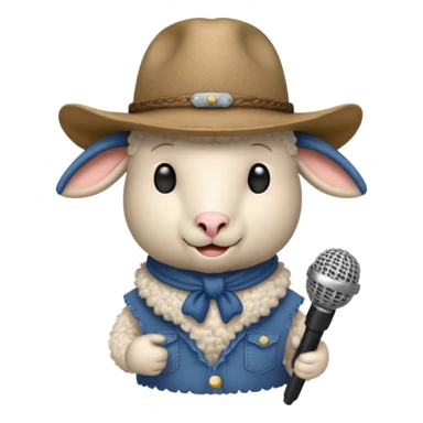 sheep with microphone and cowboy hat sticker