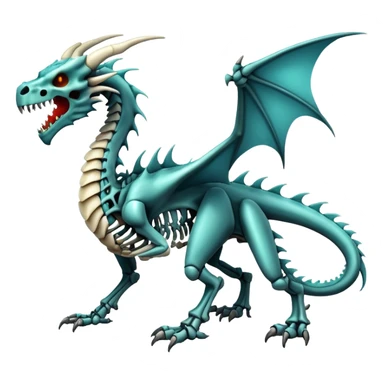 An epic shiny cool edgy skeletal bone dragon, full body sticker