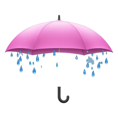 Pink umbrella with blue rain droplets sticker