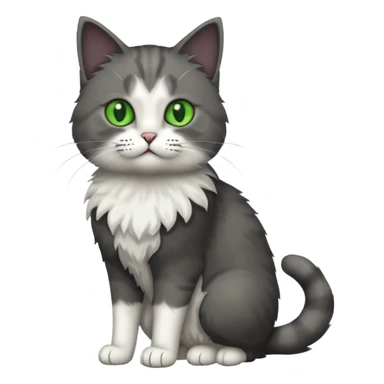 full body half dark grey and half white cat sticker