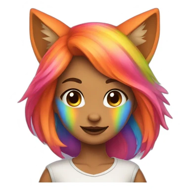 rainbow fox girl sticker